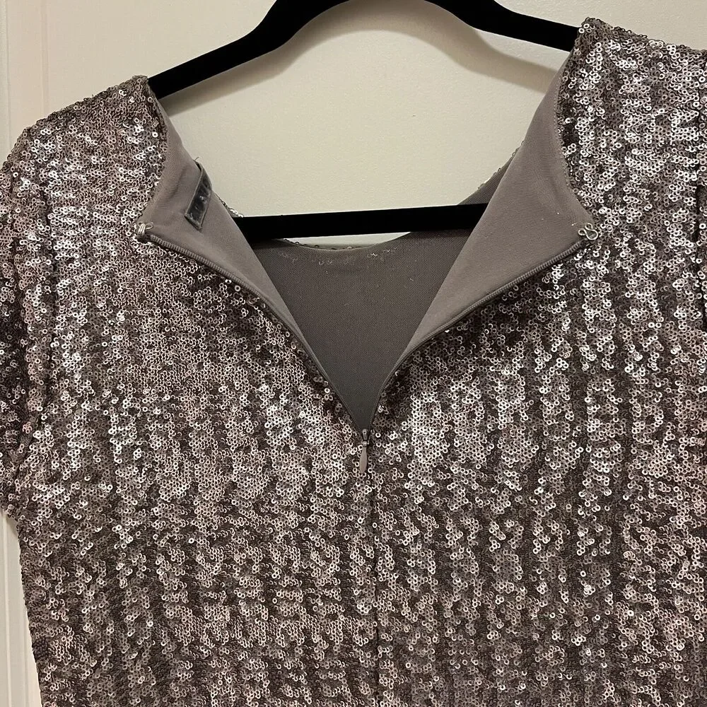 Anthropologie VELVET Top by Graham & Spencer Size S Vonnie Sequin Pewter Gray